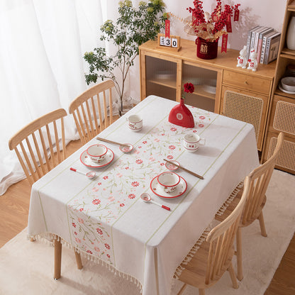 Bestickte Blumen-Tischdecke