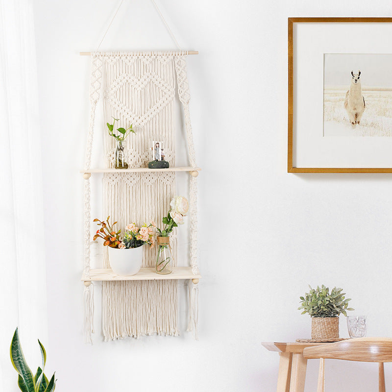 Makramee Regalbrett mit Herzdesign Brehn