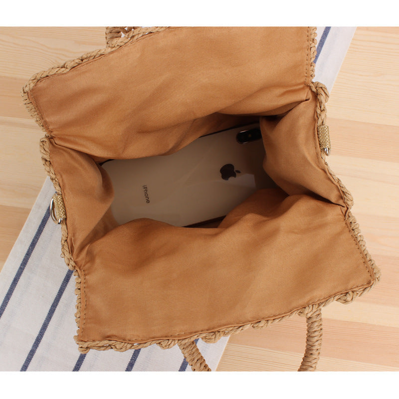 Handtasche Aus Geflochtenem Naturmaterial mit Praktischem Schulterriemen Brehn