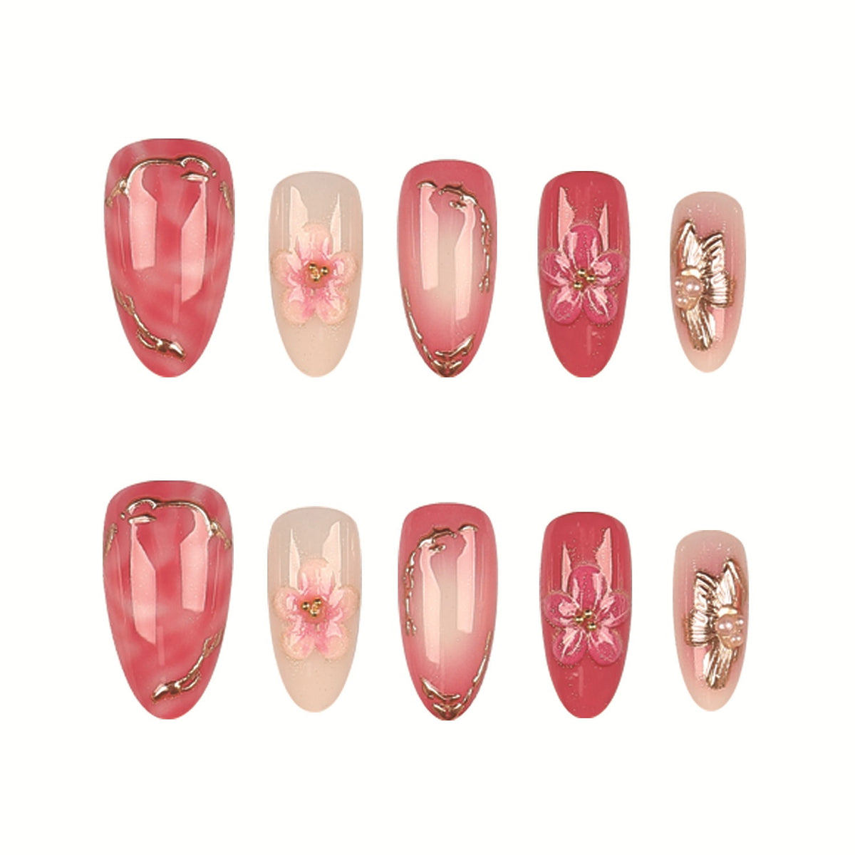 Blumeninspiriertes Press-On Nagelkunst