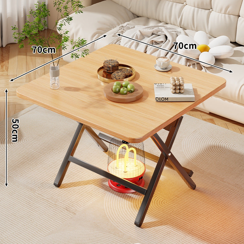 Faltbarer quadratischer Kaffee- und Beistelltisch mit Marmor-Effekt-Top und zusammenklappbarem X-Beinrahmen
