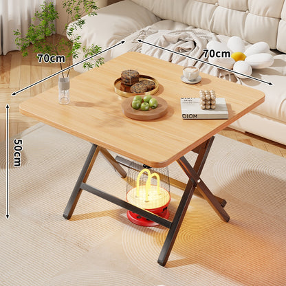 Faltbarer quadratischer Kaffee- und Beistelltisch mit Marmor-Effekt-Top und zusammenklappbarem X-Beinrahmen