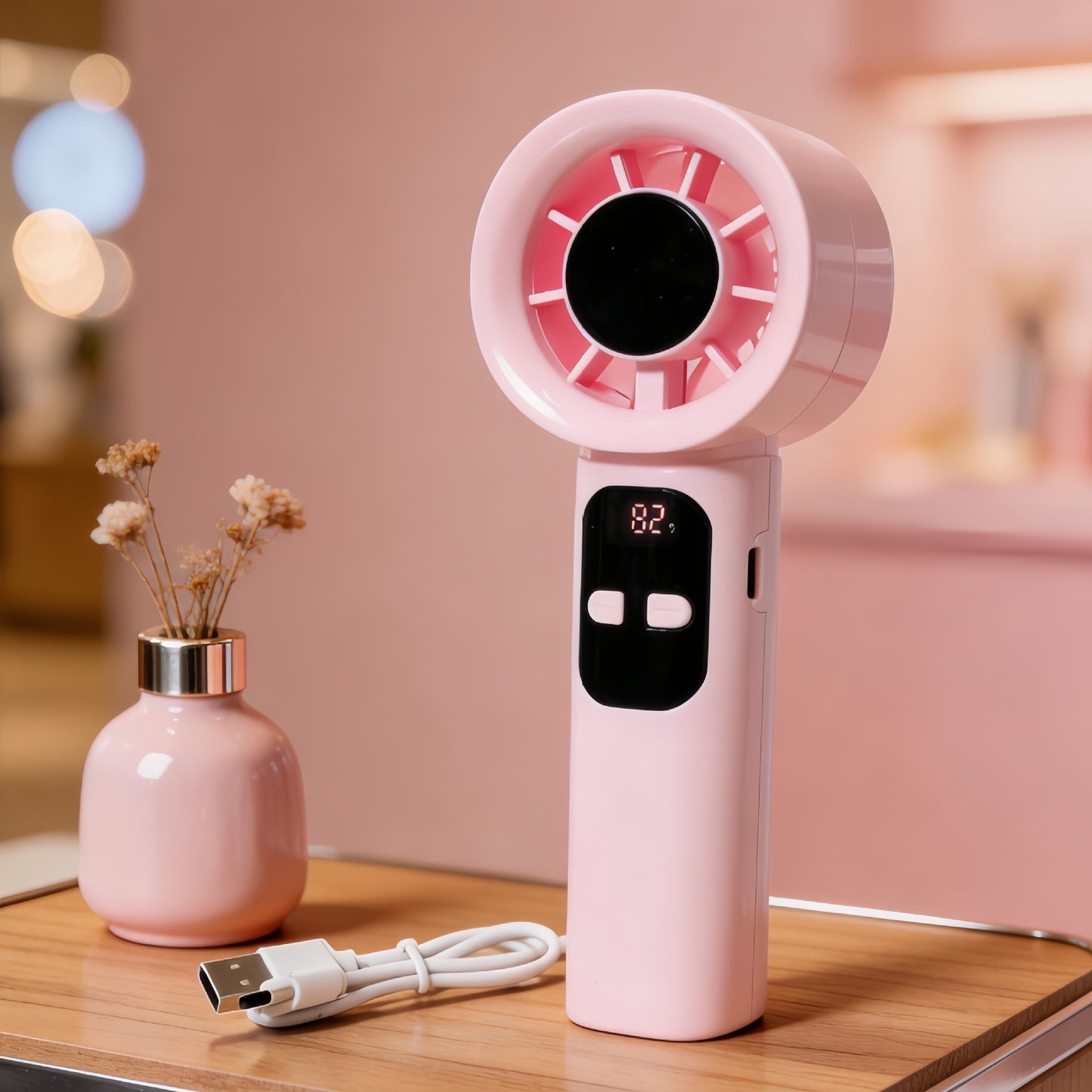 Damen Tragbarer Handventilator mit LCD-Display und USB-Anschluss Brehn