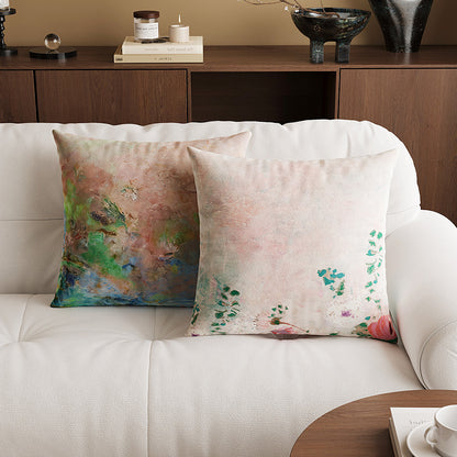 Abstract Textured Impressionist Velvet Throw Pillow Cover