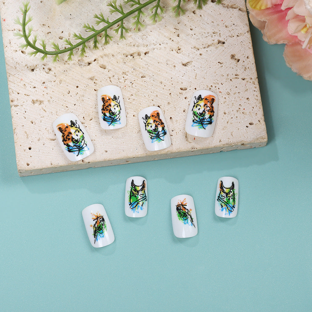 Kunstnägel Set mit künstlerischem Tiermotiv Brehn