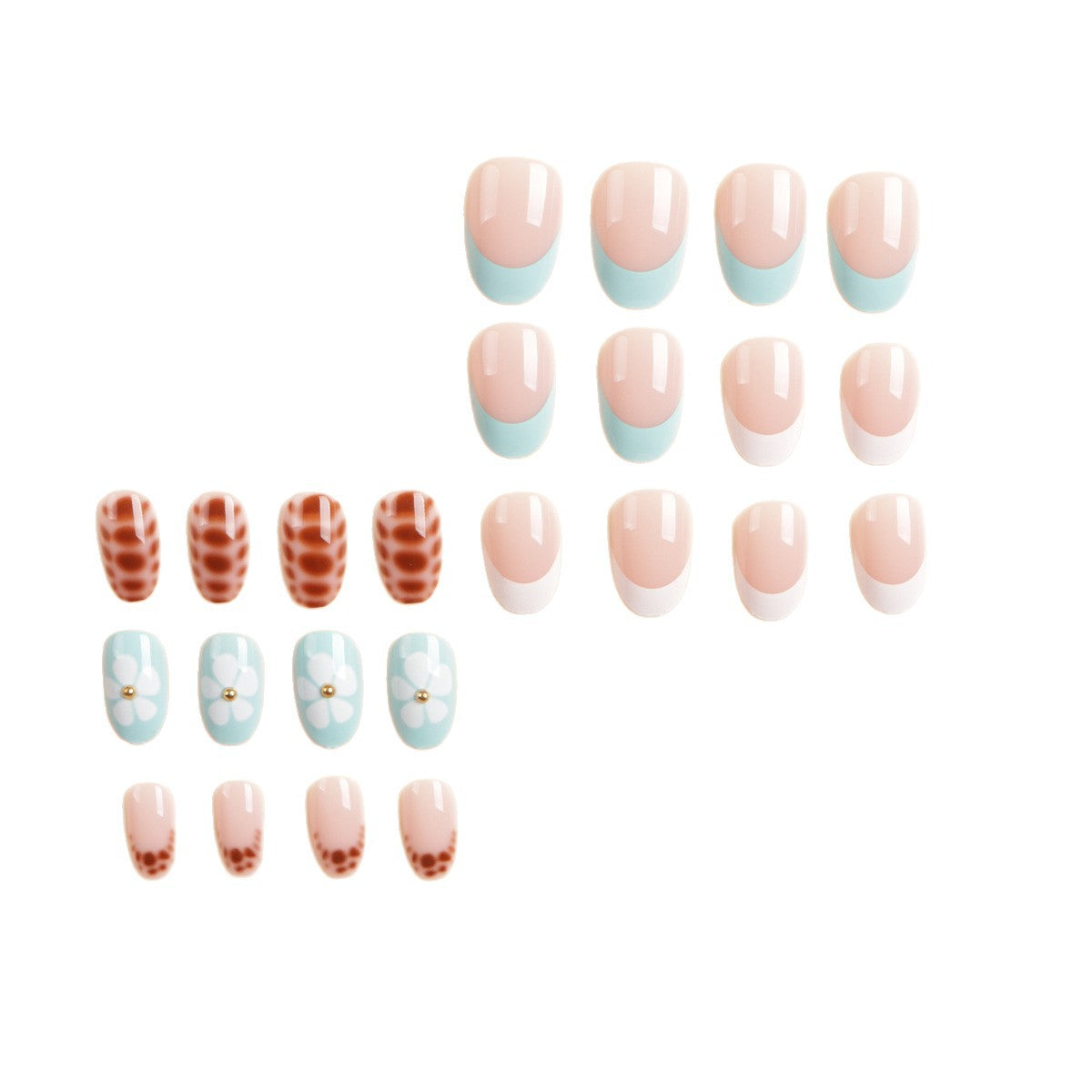 Künstlerisches Floral Acryl Press-On Nail Set Brehn