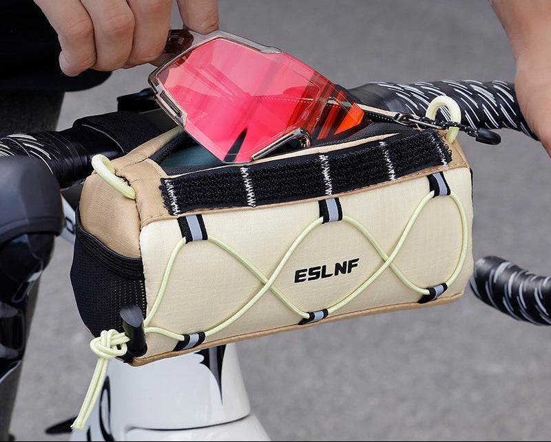 kompakte zylindrische Lenkertasche mit elastischem Bungee und universeller Klettbefestigung Brehn