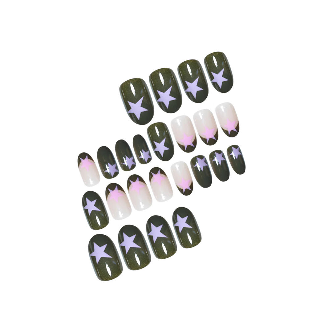 Stern-akzentuiertes kreatives Press-On-Nagelset Brehn