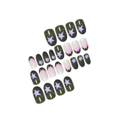 Stern-akzentuiertes kreatives Press-On-Nagelset Brehn