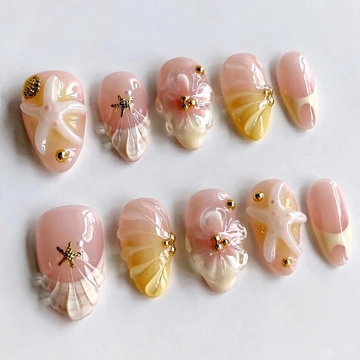Luxuriöses von Ozeanen inspiriertes Press-On Nail Set