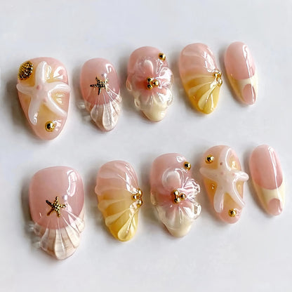 Luxuriöses von Ozeanen inspiriertes Press-On Nail Set