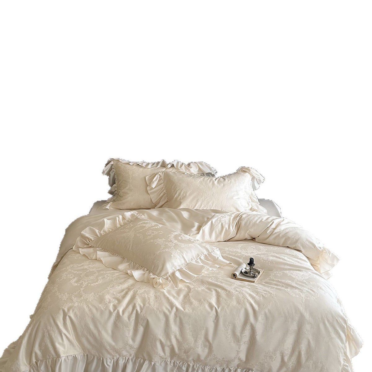 Rüsch-Jacquard-Satin Bettbezug Set