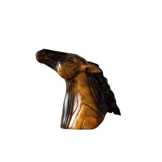 Elegante Holzpferdekopf Skulptur