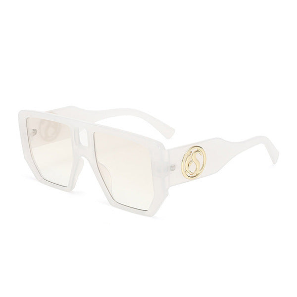 Damen Quadrat-Sonnenbrille mit auffälligem Muster und goldenen Akzenten Brehn