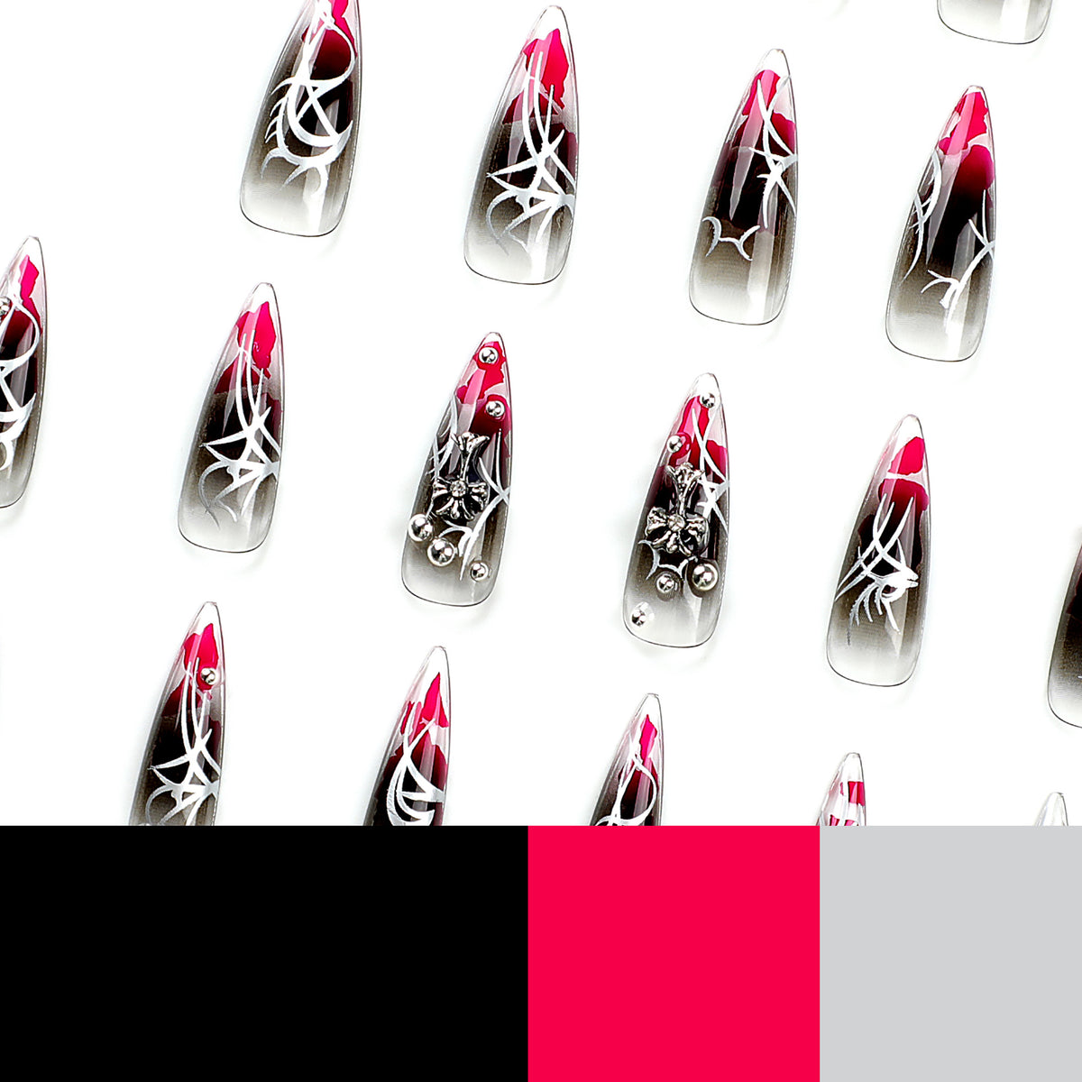 Kunstvolle Stiletto-Nägel mit eleganter Dekoration und modernen Akzenten Brehn
