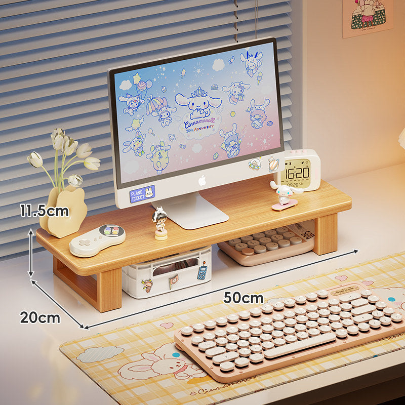 Bambus-Desktop-Monitorständer mit Unterregal-Tastaturlagerung und Kabelmanagement