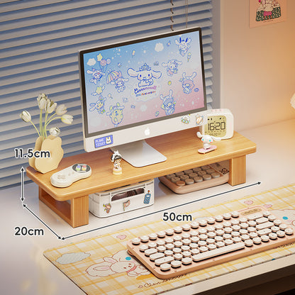 Bambus-Desktop-Monitorständer mit Unterregal-Tastaturlagerung und Kabelmanagement