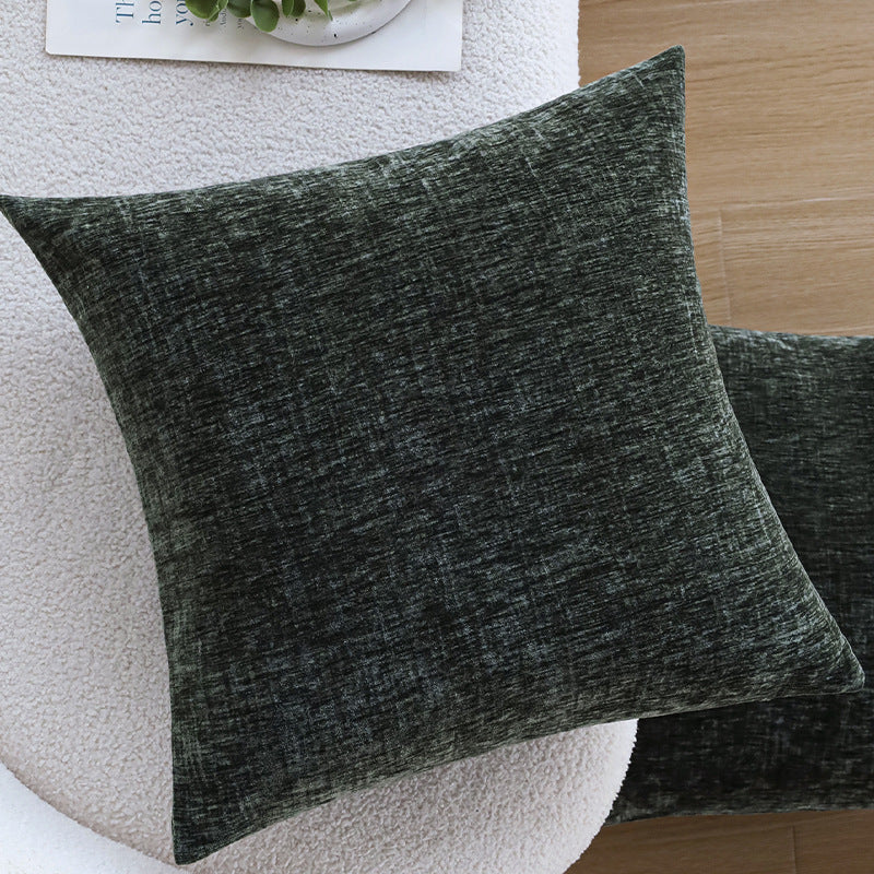 Quadratischer Kissenbezug aus soften Chenille-Samt mit melierter Struktur Brehn