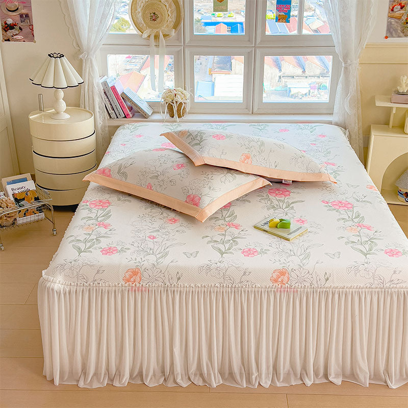 Damen Elegantes und dekoratives Bettüberwurf-Set mit fröhlichem Blumenmuster Brehn