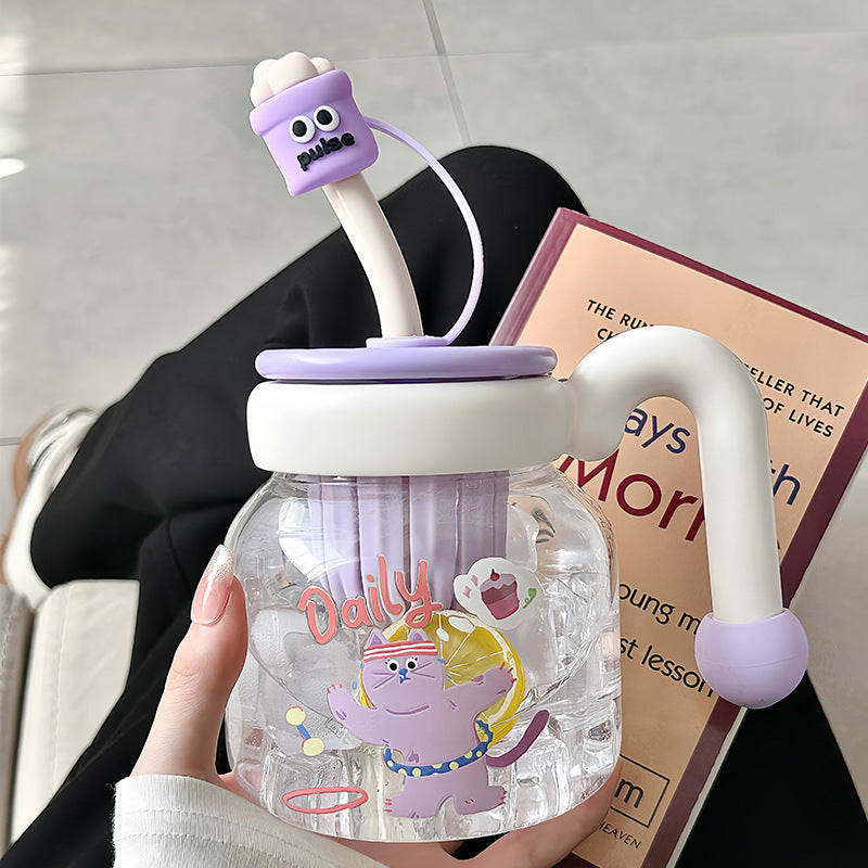Damen kreative Trinkflasche mit integriertem Silikonstrohhalm Brehn