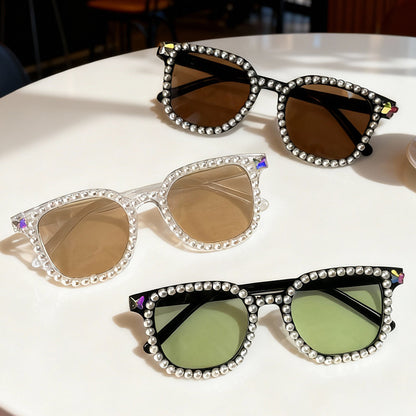 Luxuriöse mit Perlen verzierte Katzenaugen-Sonnenbrille Brehn