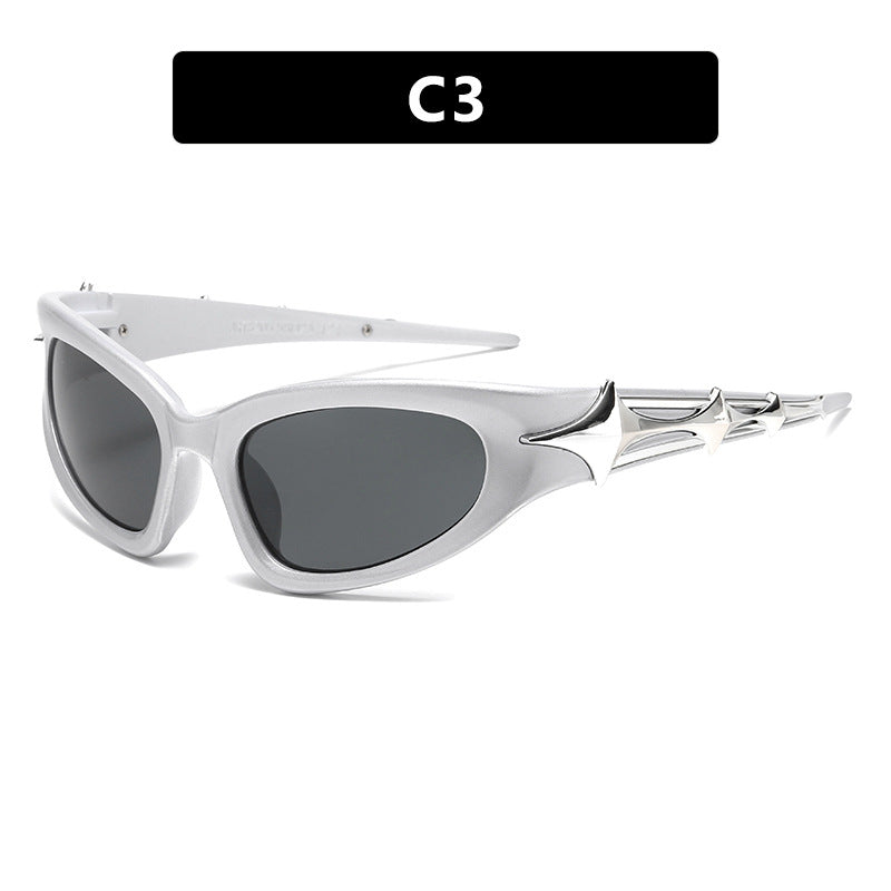 Damen futuristische Sonnenbrille mit einzigartigem Sternedesign Brehn