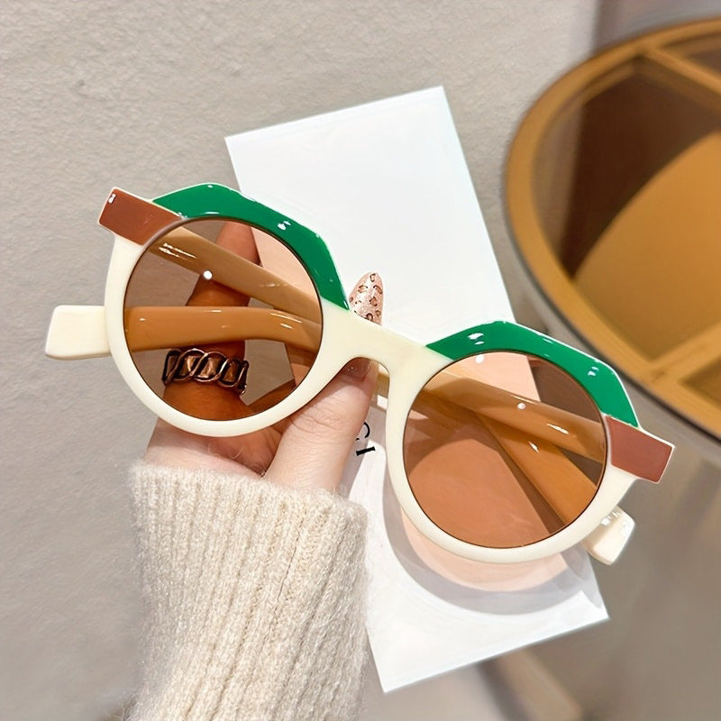 Damen extravagante runde Sonnenbrille mit farblich akzentuiertem Rahmen Brehn
