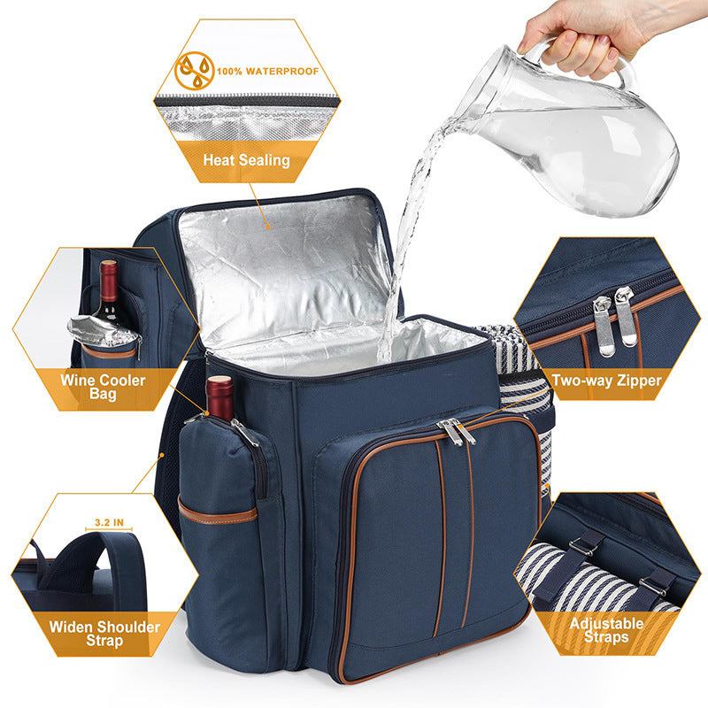 Gourmet Picknick Rucksack mit Geschirr und Kühlfach Brehn