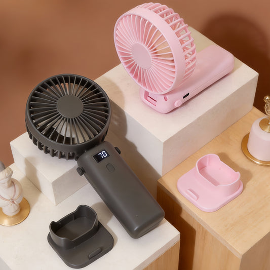 Damen Tragbarer Handventilator mit digitaler Geschwindigkeitsanzeige und USB-Ladefunktion Brehn