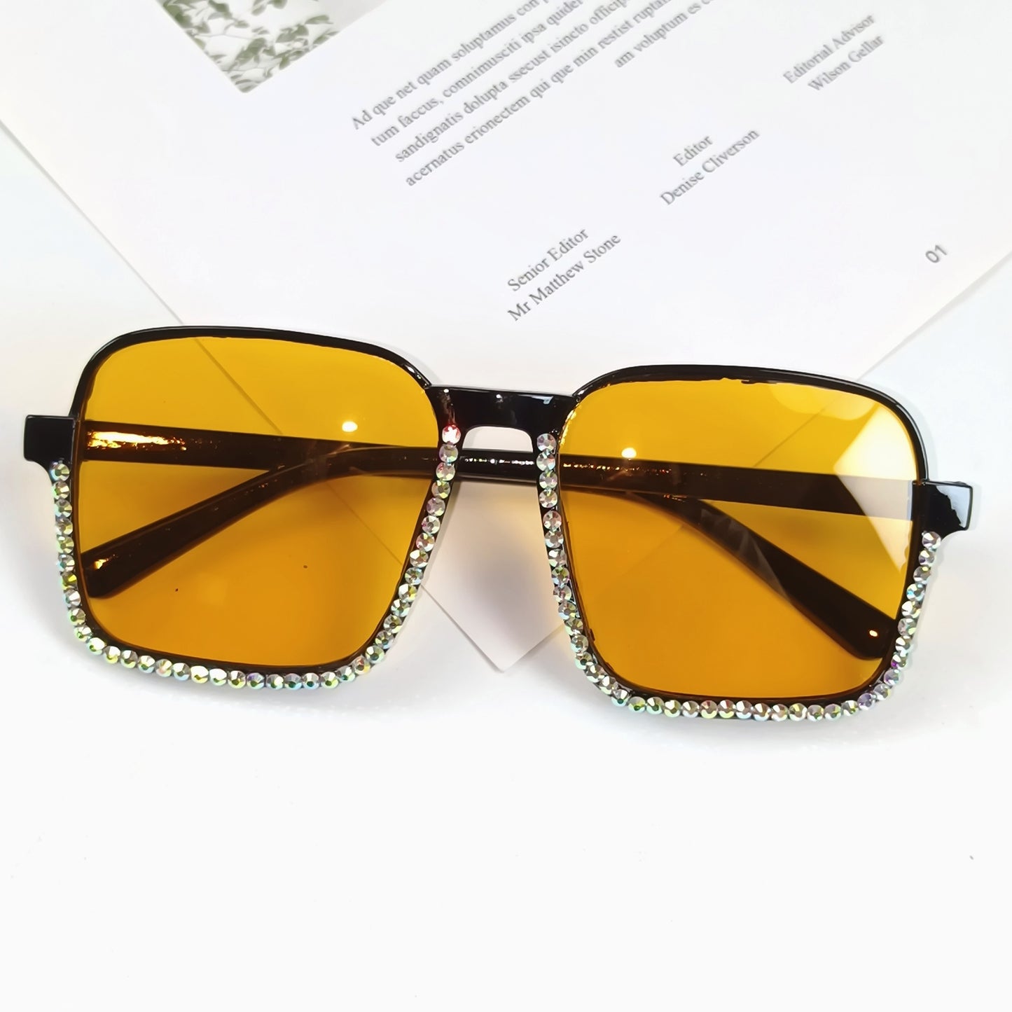 Damen Glamouröse Sonnenbrille mit funkelndem Strass-Besatz Brehn