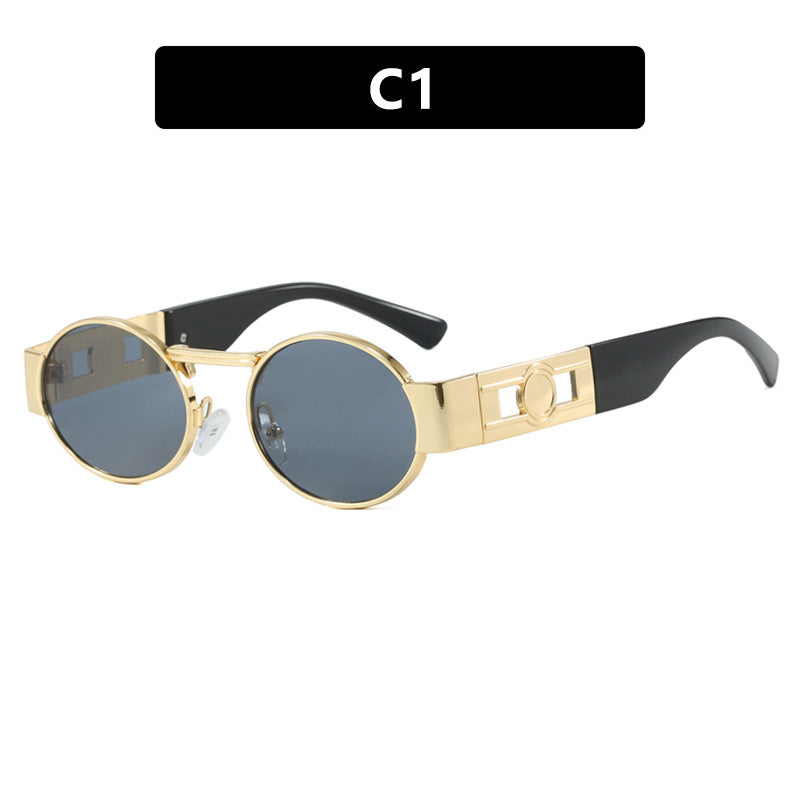 Damen runde Sonnenbrille mit modischem Metallrahmen und UV-Schutz Brehn