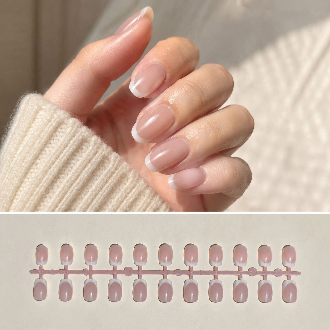 Chic Französisches Tip Press-On Nagelkunstset Brehn