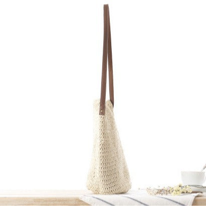 Handtasche Aus Handgeknüpftem Naturmaterial mit Verstellbarem Schulterriemen Brehn