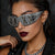 Damen futuristische Design-Sonnenbrille mit einzigartigem Dekor Brehn