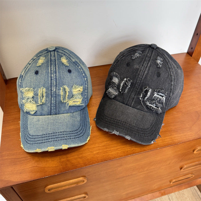 Damen Distressed Denim Verstellbare Baseballkappe Brehn