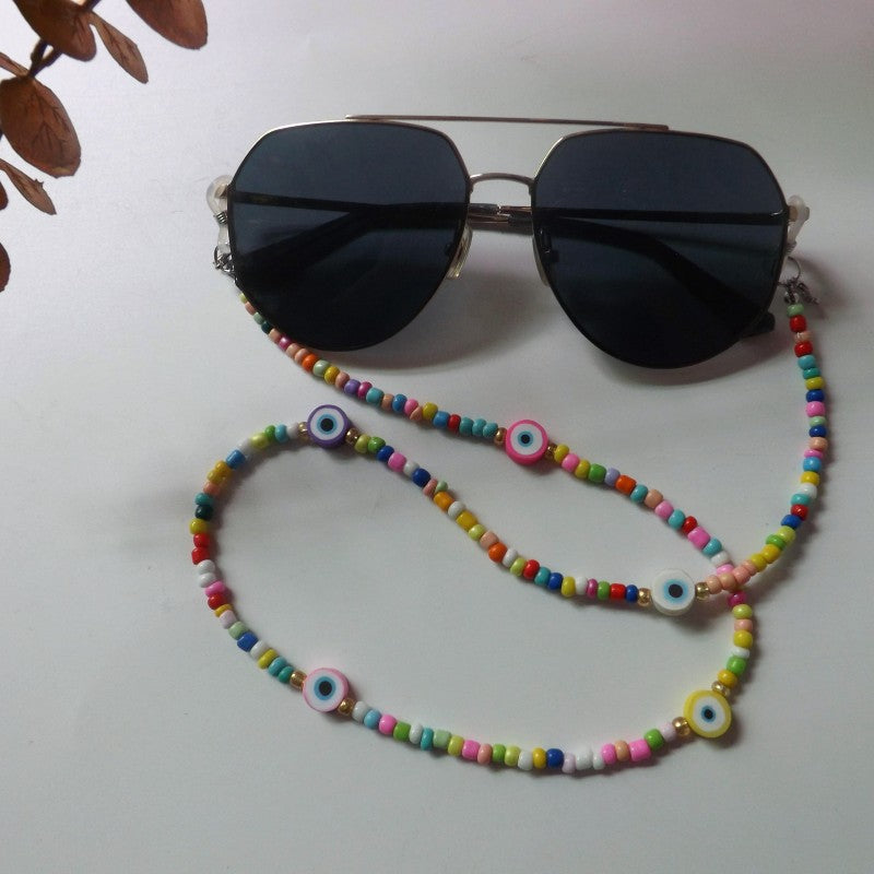 Bunte Brillenhalterkette mit Augenmotiven Brehn
