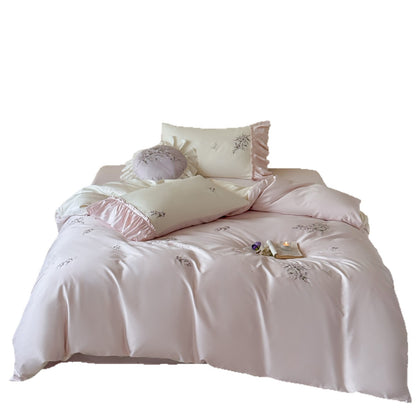 Luxuriöses Satin-Bettwäsche-Set mit Rüschen und zarter Blumenstickerei Brehn