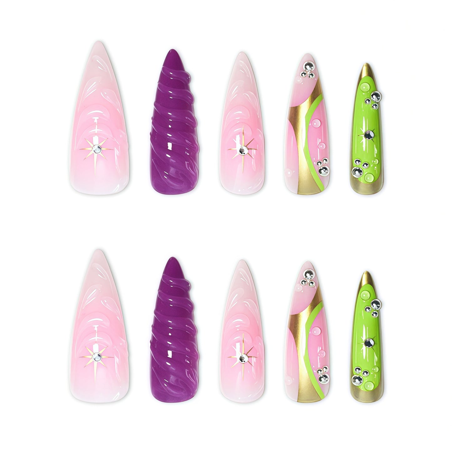 Künstlerisches Press-On Nagelset Brehn