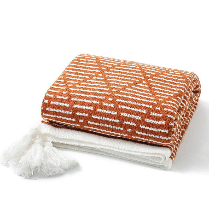Damen Strickdecke mit geometrischem Muster Brehn