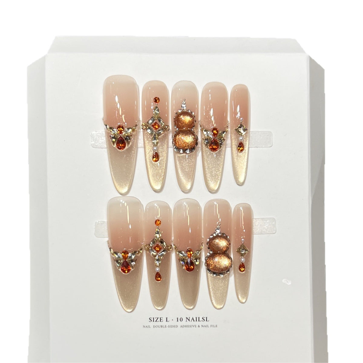 Dekorativer Stiletto Press-On Nagelset mit Edelsteinakzenten Brehn 1788224085