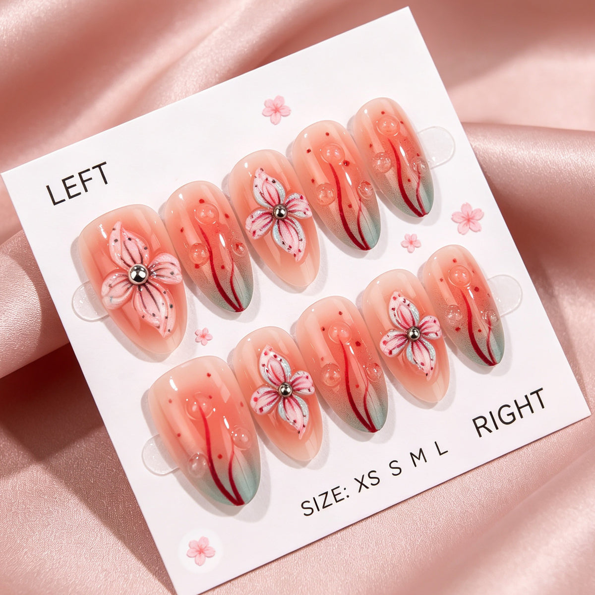 Floral Artikulierter Press-On Nagelset