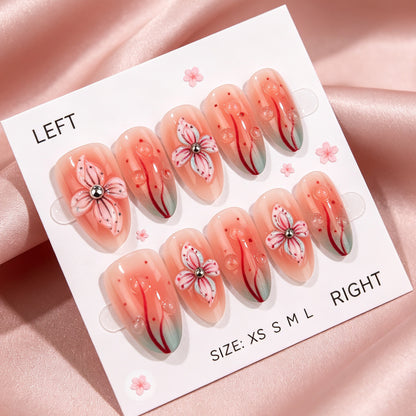 Floral Artikulierter Press-On Nagelset