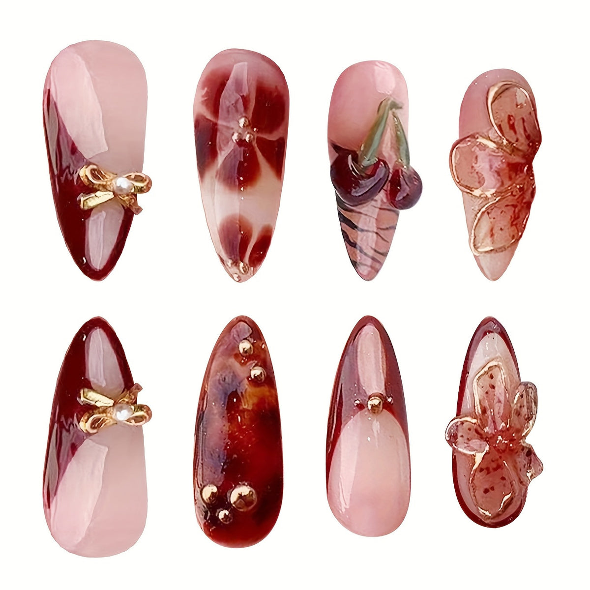Künstlerisches blumeninspiriertes Acryl-Nagel-Set Brehn