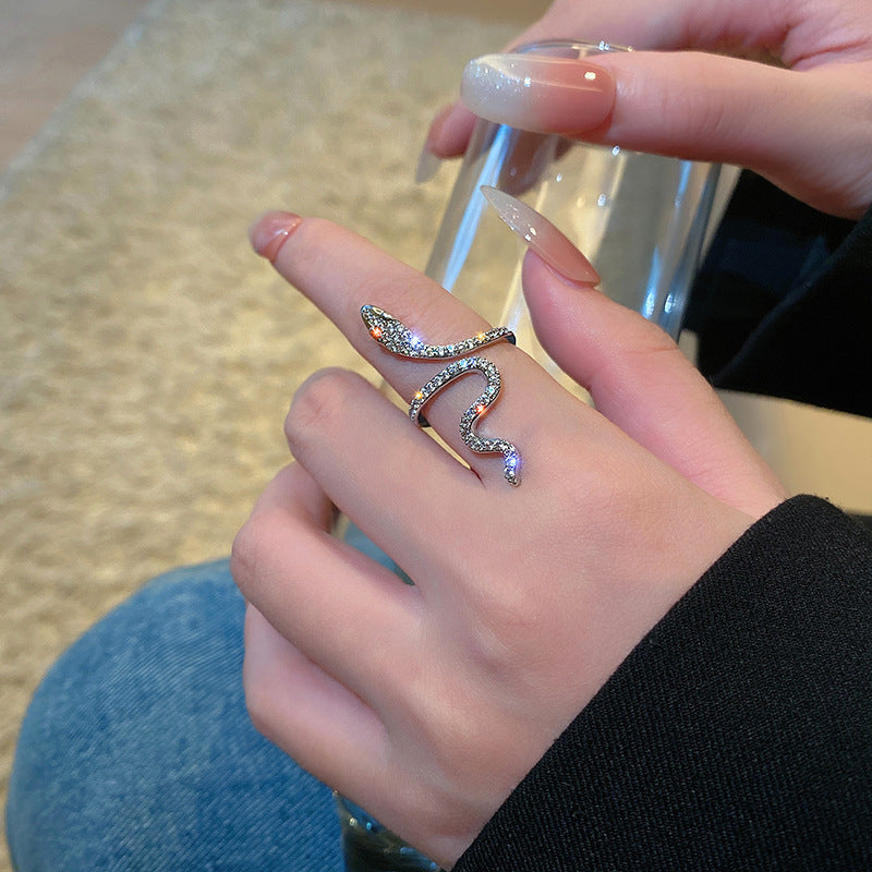 Eleganter Schlangenring mit Funkelnden Zirkonia Steinen Brehn