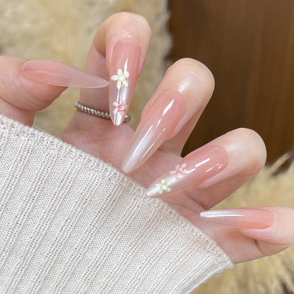 Blumenverzierte Stiletto Drucknägel Brehn