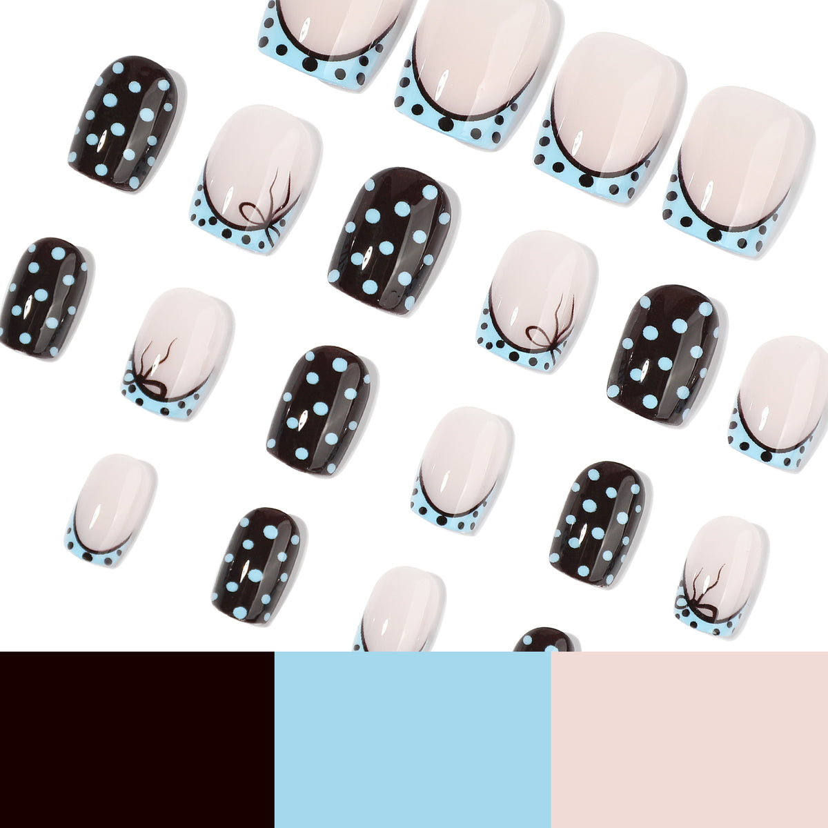 Kunstvolle Nagelverlängerungen mit verspielten Punkten und elegantem Design Brehn