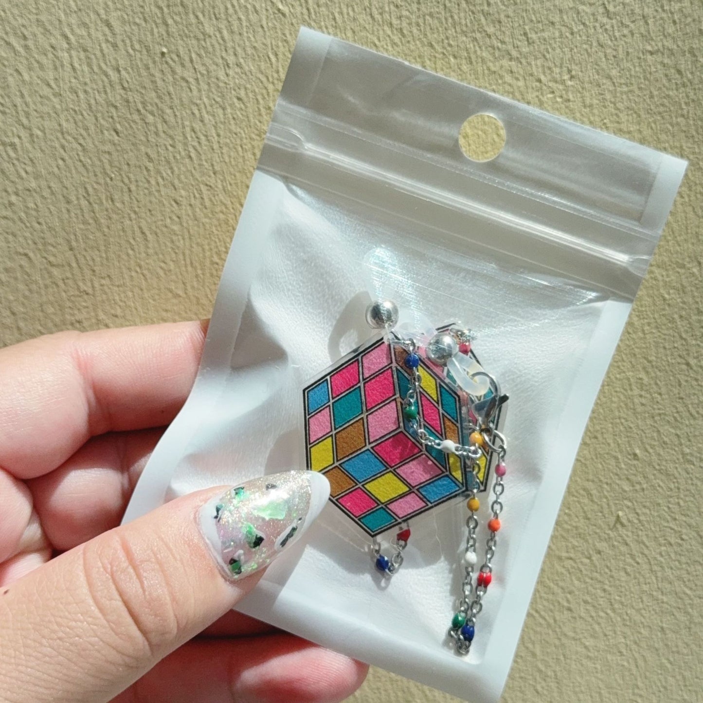 Bunte Rubik's Cube Ohrhänger Brehn