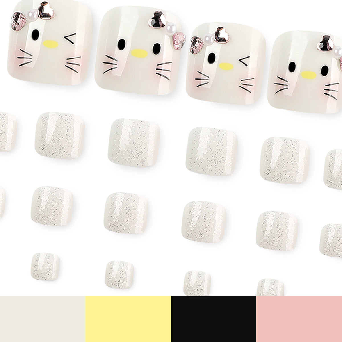 Kunstvolle Fußnagelgestaltung mit niedlichem Katze-Motiv Brehn