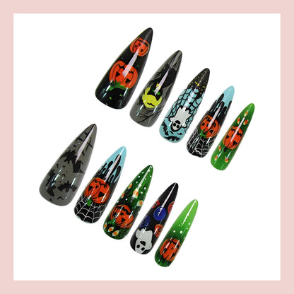 Halloween Kunstnagelset mit gruseligen Motiven und kreativen Designs Brehn