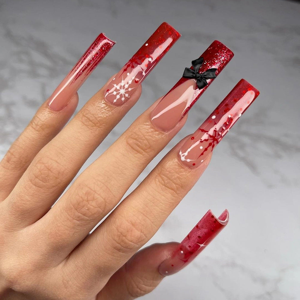 Künstliche Acryl-Nägel mit Glitzer- und Weihnachtsdesign Brehn